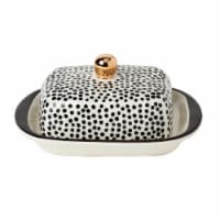 Tabletops Unlimited Gallery Stoneware Butter Dish- Dots Perspective: Main