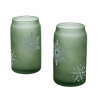 Tabletops Gallery 2 Piece Snowflake Soda Can Glass Set - Green Perspective: Main
