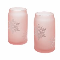 Tabletops Gallery 2 Piece Snowflake Soda Can Glass Set - Pink Perspective: Main