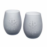 Tabletops Gallery Snowflake Stemless Wine Glass Set - Gray Perspective: Main