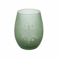 Tabletops Unlimited Snowflake Stemless Wine Glass Set - Green Perspective: Main