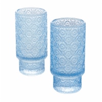 Tabletops Gallery 2 Piece Textured Glass Set - Blue Perspective: Main