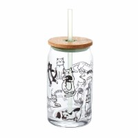 Tabletops Gallery 15.2 Oz Soda Can Glass Sipper - Clear/Cats Perspective: Main