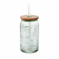 Tabletops Gallery 15.2 Oz Soda Can Glass Sipper - Green/Cats Perspective: Main