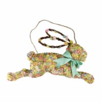 Raz 18.5  Multi-Colored Running Flowered Bunny Rabbit Spring Door Hanger