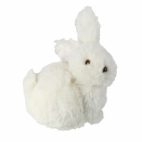 Raz 6 Soft White Faux Fur Sitting Easter Bunny Rabbit Spring Figure Perspective: Main