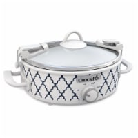Crock-Pot® Casserole Crock Oval Slow Cooker - White/Blue Perspective: Main