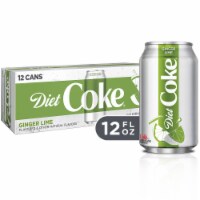 Diet Coke Ginger Lime Diet Soda Pop No Sugar Added Zero Calorie Soft Drink Fridge Pack Perspective: Main