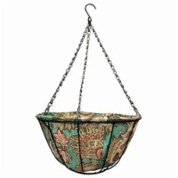 Gardener's Select 141420 Hanging Basket w/ Blue & Brown Fabric Coco Liner, 14
