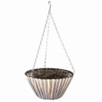 Gardener's Select Woven Straw & Plastic Hanging Basket, Gray and Tan (12  x 6 )
