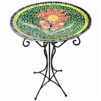 Gardener's Select (GSA14BFG01B) Butterfly Mosaic Glass Bird Bath and Stand