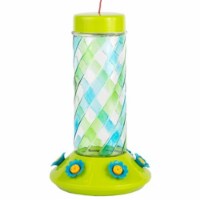 FOF FOFHB0126R2 28 oz Blue & Green Swirl Glass Hummingbird Feeder