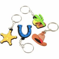 US Toy KC409 Western Rubber Toy Keychains - Pack of 12