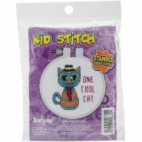 Janlynn/Kid Stitch Stamped Cross Stitch Kit 3  Round-One Cool Cat