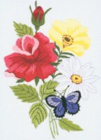 Janlynn Embroidery Kit 5 X7 -Butterfly & Floral-Stitched In Floss