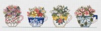 Janlynn Counted Cross Stitch Kit 20 X5 -Row Of Teacups (14 Count)