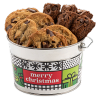 David's Cookies Merry Christmas Chocolate Chip Cookie and Brownie Bucket Sampler