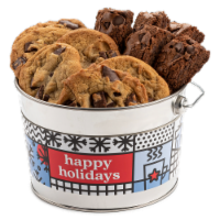 David's Cookies Happy Holidays Chocolate Chip Cookie and Brownie Bucket Sampler