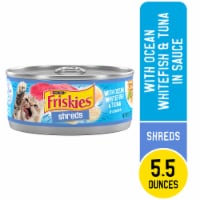 Purina Friskies Shreds Wet Cat Food in Sauce Ocean Whitefish & Tuna Perspective: Main