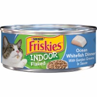 Purina® Friskies® Indoor Flaked Ocean Whitefish Dinner Wet Cat Food Case Perspective: Main