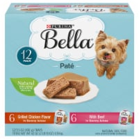 Bella Grilled Chicken & Beef in Savory Juices Pate Small Breed Wet Dog Food Variety Pack Perspective: Main