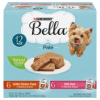 Bella Grilled Chicken & Beef in Savory Juices Pate Small Breed Wet Dog Food Variety Pack Perspective: Main