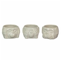 Three Wise Monkeys Ceramic Pots See Hear Speak No Evil Succulent Planter Set