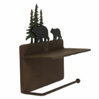 Rustic Brown Painted Metal Walking Bear Toilet Paper Roll Holder With Phone Shelf