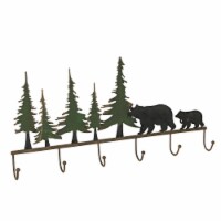 22 Inch Brown Metal Black Bear Family Coat Hanger Towel Holder Wall Mounted Hook Rack