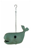 Blue Metal Art Dimpled Whale Shaped Outdoor Hanging Birdhouse Sculpture 17 inch