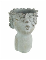 Pucker Up Kissing Face Weathered Finish Concrete Head Planter 10 Inches High