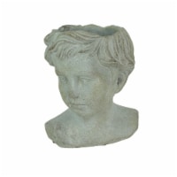 Weathered Cast Cement Young Boy Child Bust Indoor / Outdoor Head Plant Pot Planter