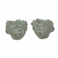 Set of 2 Pucker Up Concrete Head Kissing Face Mini Decorative Planter Pots 3.75 Inches Tall