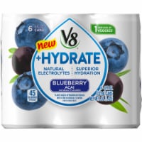 V8 +Hydrate Blueberry Acai Plant Based Hydrating Beverage 6 Cans Perspective: Main