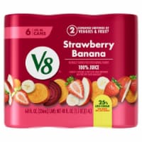 V8® Blends Strawberry Banana 100% Juice Cans Perspective: Main