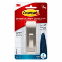 Command™ Large Satin Nickel Metal Bath Hook - Silver