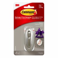 Command™ Brushed Nickel Damage-Free Hanging Medium Traditional Hook