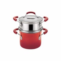 Rachael Ray 14484 Hard Enamel Nonstick 3-Quart Covered Steamer Set- Red Gradient