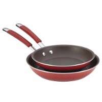 Rachael Ray 16342 Cucina Hard Enamel Nonstick Twin Pack Skillet Set- Cranberry Red