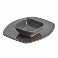 Rachael Ray 47535 Cityscapes Ceramic Hot Chip & Dip Set, Dark Sea Salt Gray