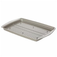 Rachael Ray Nonstick Bakeware Jumbo Cookie Pan with Roasting Rack, 13 x 19 in. - Silver