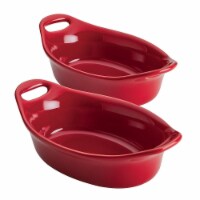 Rachael Ray 47852 Ceramics Oval Au Gratin Set, Red - 2 Piece