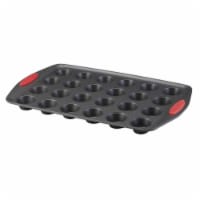 Rachael Ray Yum-o Nonstick Bakeware 24Cup Oven Lovin Mini Muffin Pan, Gray with Red Handles