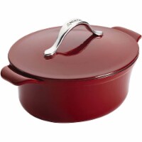 Anolon 51819 Vesta 4 Qt. Cast Iron Dish/Casserole Pan with Lid - Paprika Red