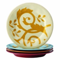 Rachael Ray Dinnerware Gold Scroll 4-Piece Salad Plate Set, Assorted