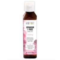 Aura Cacia® Soothing Geranium & Rose Body Oil Bottle Perspective: Main