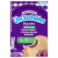 Smucker's® Uncrustables® Reduced Sugar Wheat Peanut Butter & Grape Spread Sandwich Perspective: Main