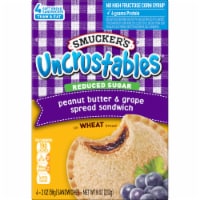 Smucker's® Uncrustables® Reduced Sugar Wheat Peanut Butter & Grape Spread Sandwich Perspective: Main