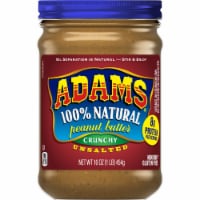 Adams Unsalted 100% Natural Unsalted Crunchy Peanut Butter