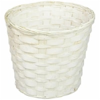 Floral Bamboo Pot Cover Basket - White Perspective: Main